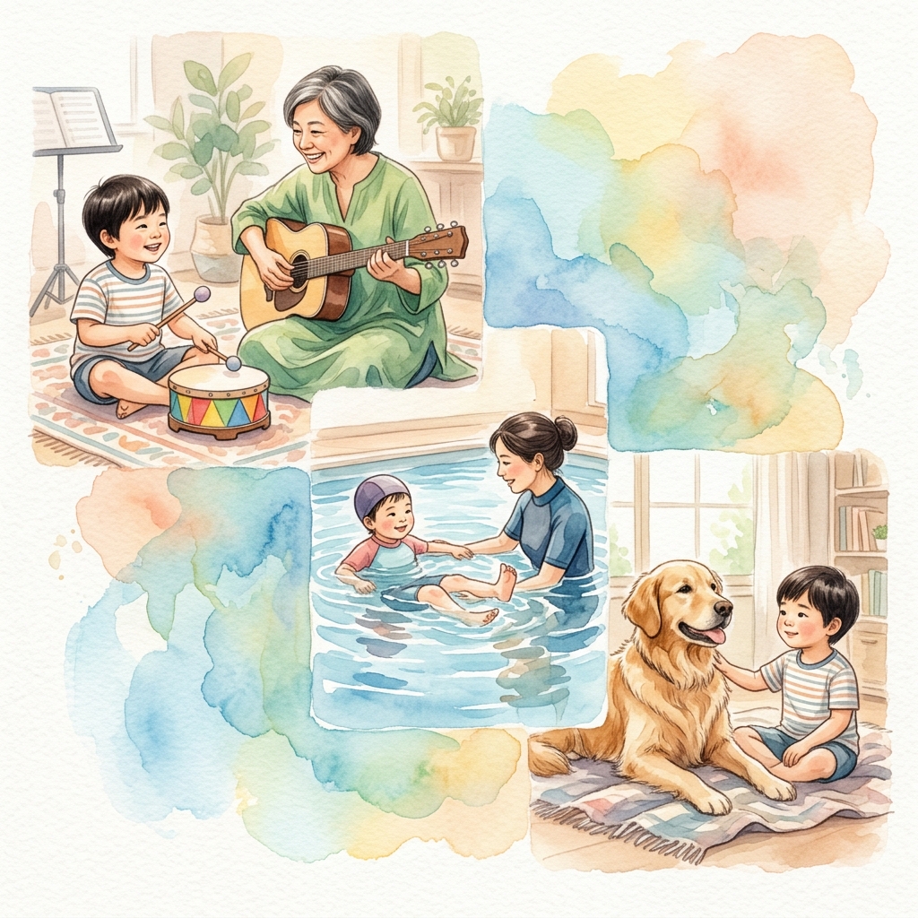 孩子在不同辅助疗法场景中